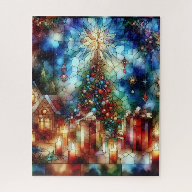 Puzzle de verre coloré de Noël (Vertical)