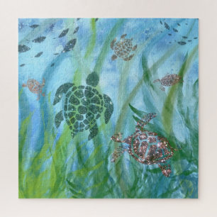 Puzzle de vie sous-marine - Belles tortues d'eau