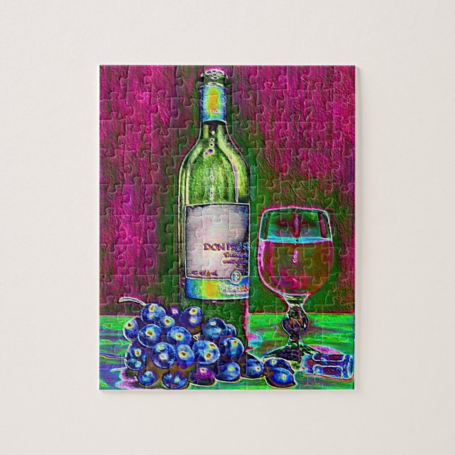 Puzzle de vin et de raisins d'art moderne (Vertical)