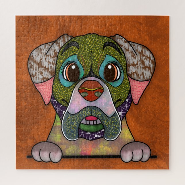 Puzzle de visage de chien laid Mastiff anglais (Vertical)