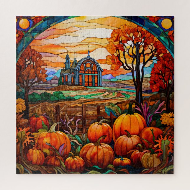 Puzzle de vitrail d'automne (Vertical)