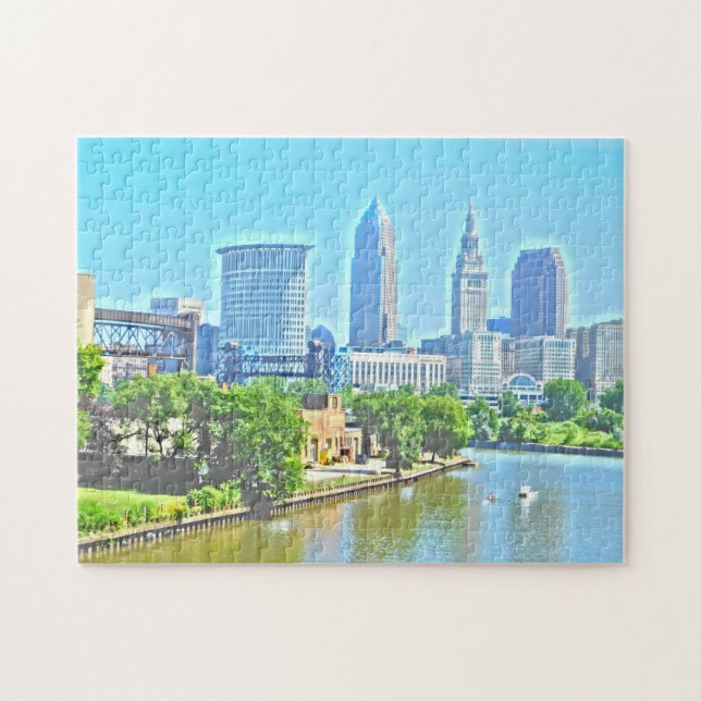 Puzzle de vue de Cleveland la rivière Ohio (effet (Horizontal)