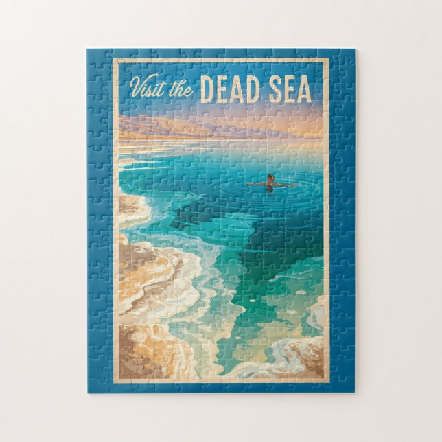 Puzzle Dead Sea Illustration Travel Art Vintage (Vertical)