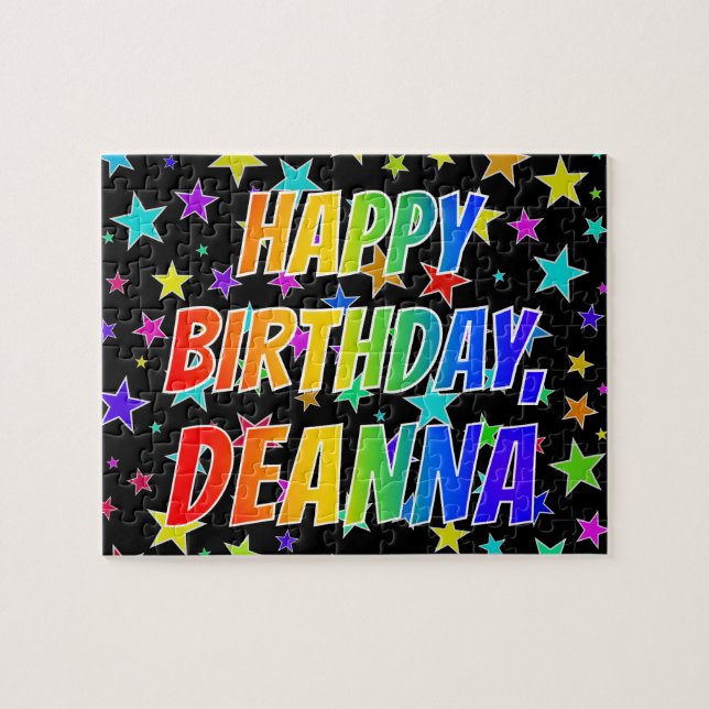 Puzzle "DEANNA" Prénom, Amusant "HEUREUX ANNIVERSAIRE" (Horizontal)