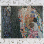 Puzzle Death and Life by Gustav Klimt Vintage Art Nouveau<br><div class="desc">Death and Life (1908) by Gustav Klimt is a vintage Victorian Era Symbolism fine art painting featuring two separate parts, Life and Death. On the left death is depicted by a classic grim reaper with a grinning skull, covered in a dark robe adorned with a religious cross. On the right...</div>