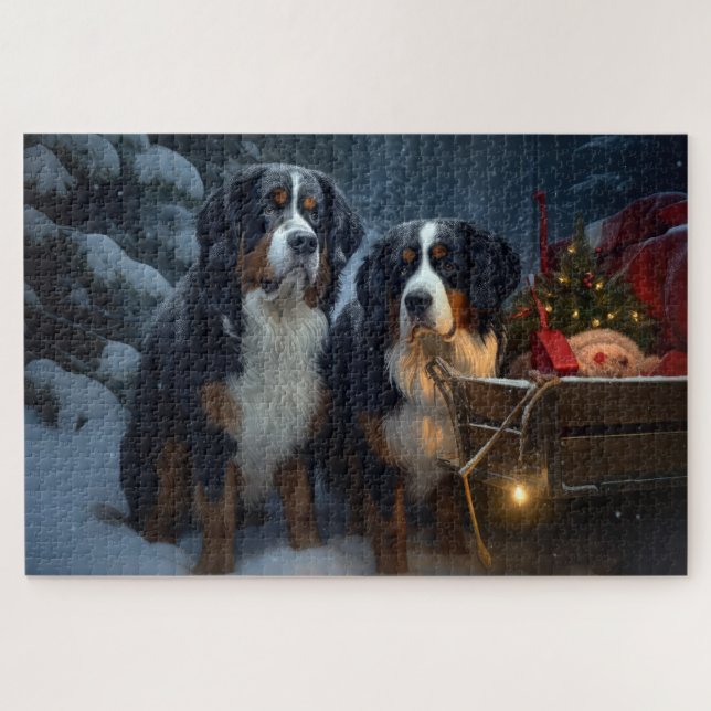 Puzzle Décor de Noël Bernese Mountain Snowy (Horizontal)