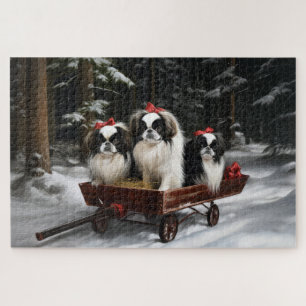 Puzzle Décor de Noël japonais Chin Snowy Sleigh