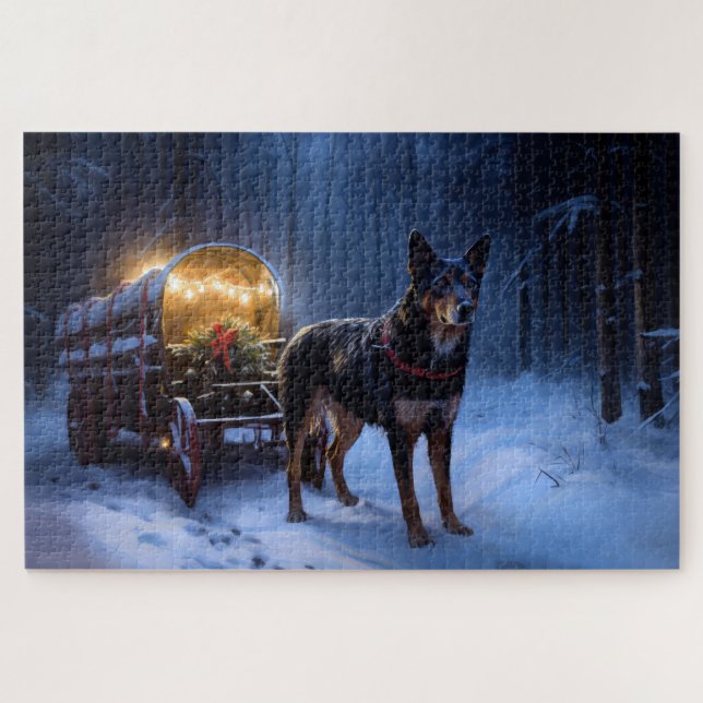 Puzzle Décor de Noël Kelpie Snowy Sleigh (Horizontal)