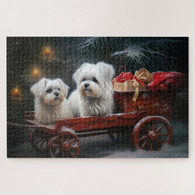Puzzle Décor de Noël maltais Snowy Sleigh (Horizontal)