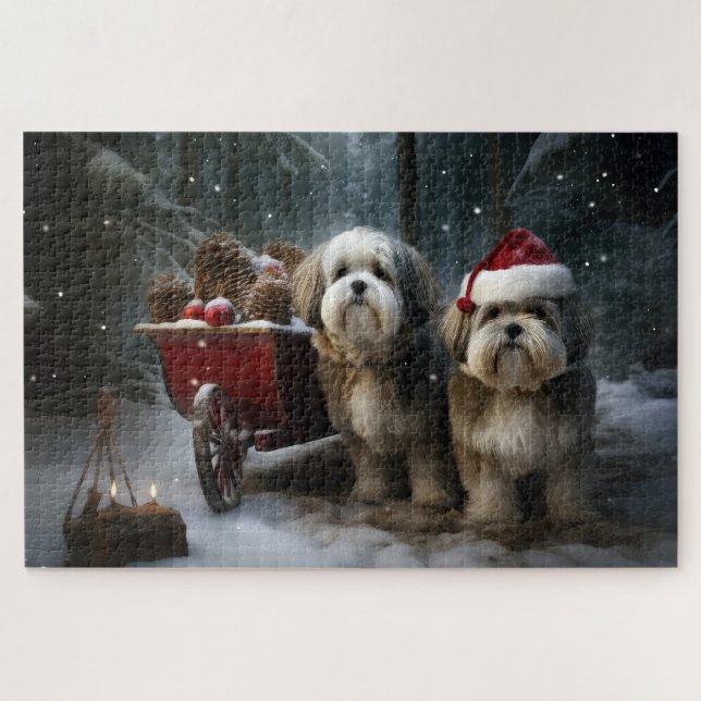 Puzzle Décor de Noël Malti tzu Snowy Sleigh (Horizontal)