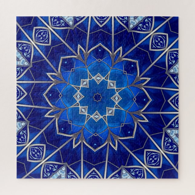 Puzzle décoratif bleu en forme de pièce (Vertical)