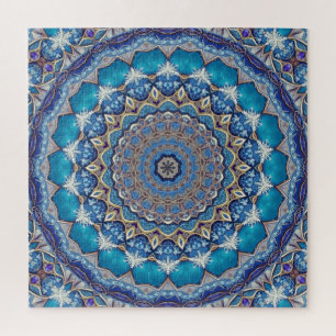 Puzzle décoratif bleu en forme de pièce