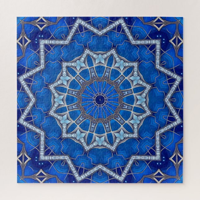 Puzzle décoratif bleu en forme de pièce (Vertical)