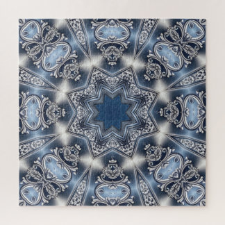 Puzzle décoratif bleu en forme de pièce