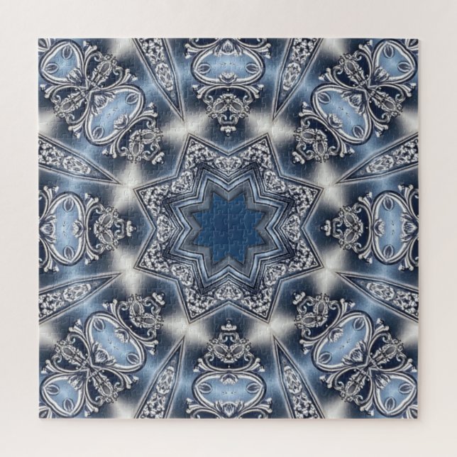 Puzzle décoratif bleu en forme de pièce (Vertical)