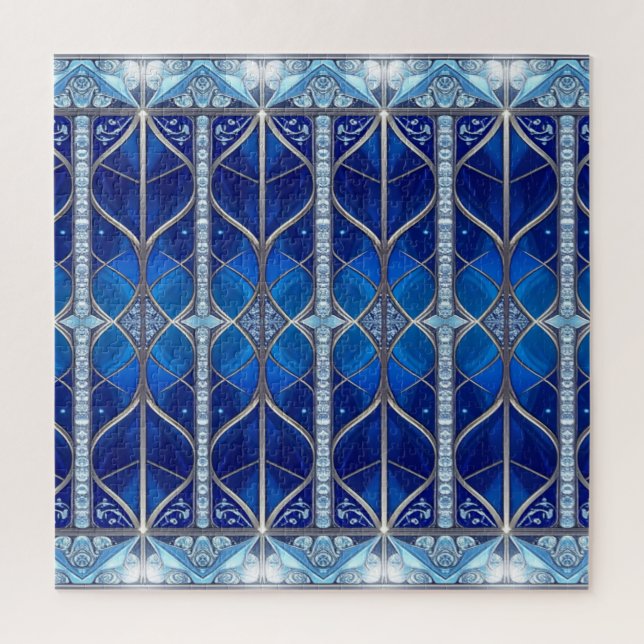 Puzzle décoratif bleu en forme de pièce (Vertical)
