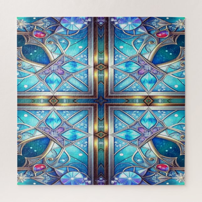 Puzzle décoratif bleu en forme de pièce (Vertical)