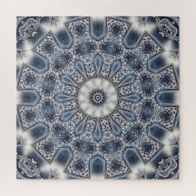 Puzzle décoratif bleu en forme de pièce
