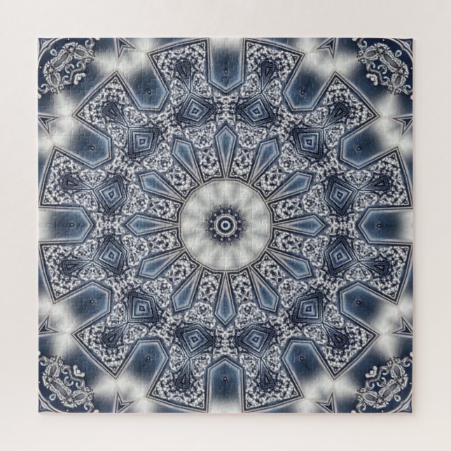 Puzzle décoratif bleu en forme de pièce (Vertical)