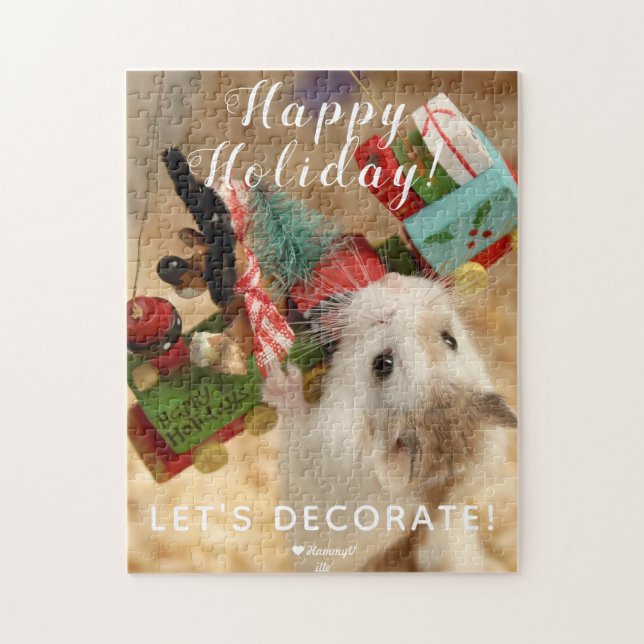 Puzzle Décoration de Noël de l'Hamster mignon (Vertical)