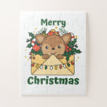 Puzzle Deer Christmas Letter Winter Animals<br><div class="desc">Merry Christmas. The deer at Christmas a Christmas greeting. Funny animals in the letter for the holidays. A sweet Christmas greeting. Le Deer are cute animals et parfait pour Christmas.</div>