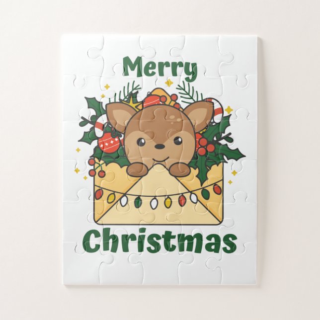 Puzzle Deer Christmas Letter Winter Animals (Vertical)