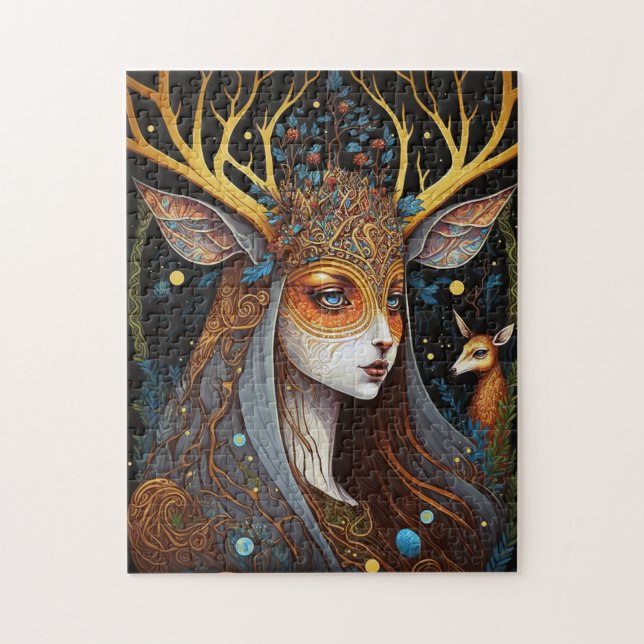 Puzzle Deer Lady Imaginaire Art (Vertical)