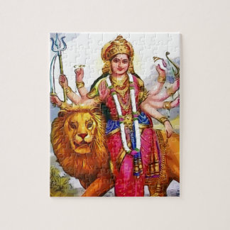 Puzzle Déesse Durga avec la peinture de lion