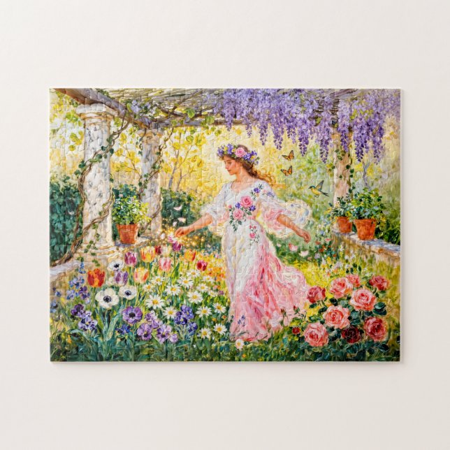 Puzzle Déesse grecque Flora dans un jardin (Horizontal)