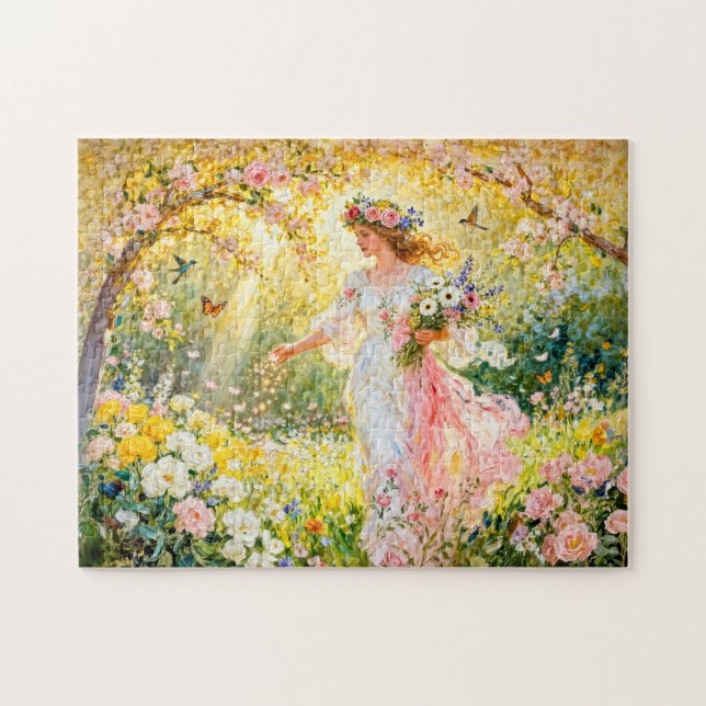 Puzzle Déesse grecque Flores dans le jardin (Horizontal)