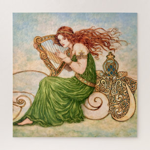 Puzzle Déesse Irlandaise Jouant de la Harpe – Art Nouveau