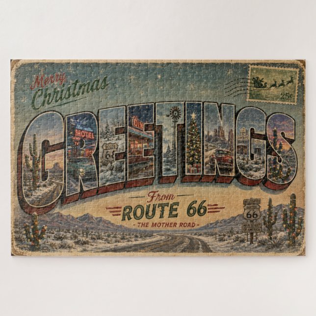 Puzzle Défi de road trip de Noël sur la route 66 (Horizontal)