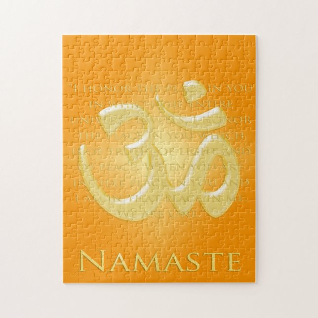 Puzzle Définition de Namaste avec symbole Om - sur Orange (Vertical)