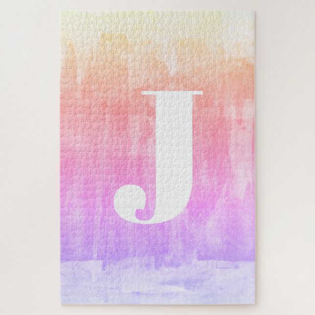 Puzzle Dégradé de monogramme ombré coloré (Vertical)