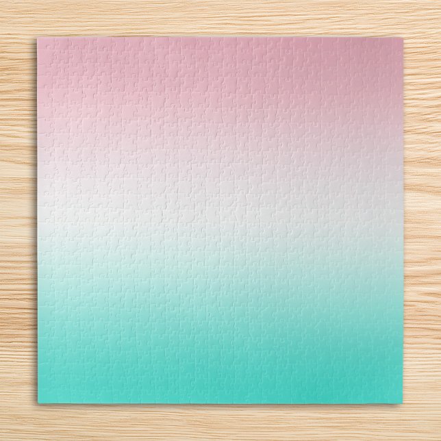 Puzzle Dégradé rose blanc et turquoise (Pink White and Turquoise Gradient Jigsaw Puzzle)