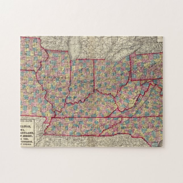 Puzzle Delaware, Illinois, Indiana et Iowa (Horizontal)