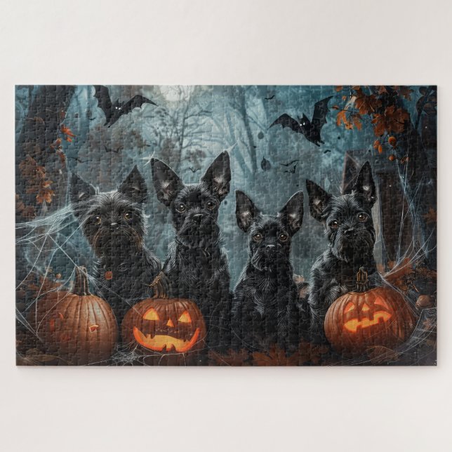 Puzzle Délice de nuit d'Halloween pour Affenpinscher (Horizontal)