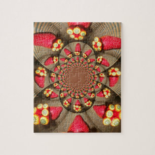 Puzzle Délice Rouge Coloré : Art Kaléidoscope de Fraise