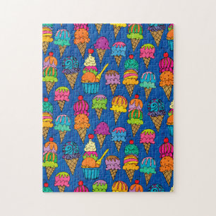 Puzzle Délicieux cônes de crème glacée Nourriture Orange