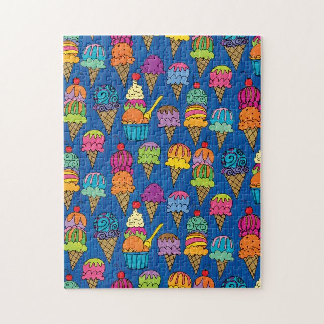 Puzzle Délicieux cônes de crème glacée Nourriture Orange  (Vertical)