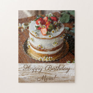 Puzzle Délicieux gâteau haché avec fraises Anniversaire