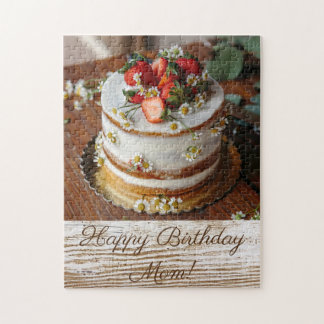 Puzzle Délicieux gâteau haché avec fraises Anniversaire