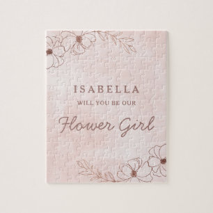 Puzzle Demande de Demoiselle d'Honneur Fleur Rose et Or R