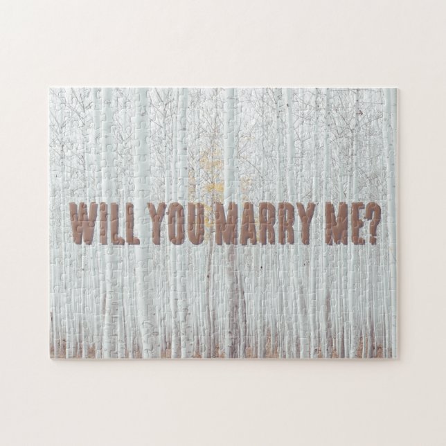 Puzzle Demande en mariage dans une forêt de bouleaux (Horizontal)