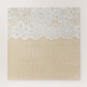 Puzzle Dentelle blanche sur la conception du tissu.