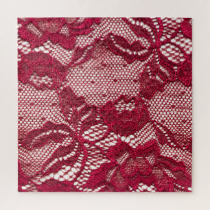 Puzzle Dentelle rouge : textile jacquard élastique.