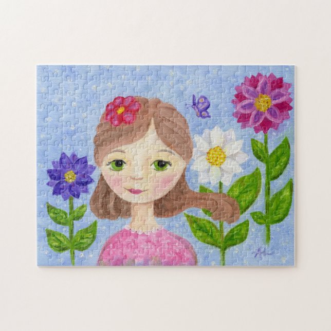 Puzzle denteux de fille de jardin d'agrément (Horizontal)