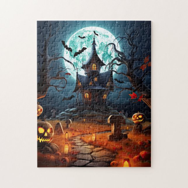 Puzzle Déplaisant Haunted House Citrouille Parti Hallowee (Vertical)