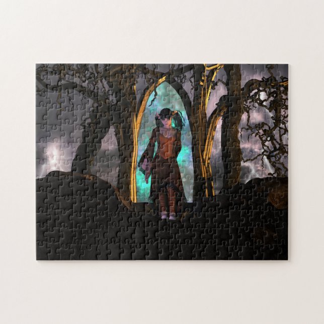 Puzzle Déplaisante et mignonne fille d'Halloween (Horizontal)