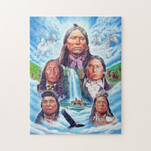 Puzzle Des Amérindiens peignent des chefs indiens célèbre